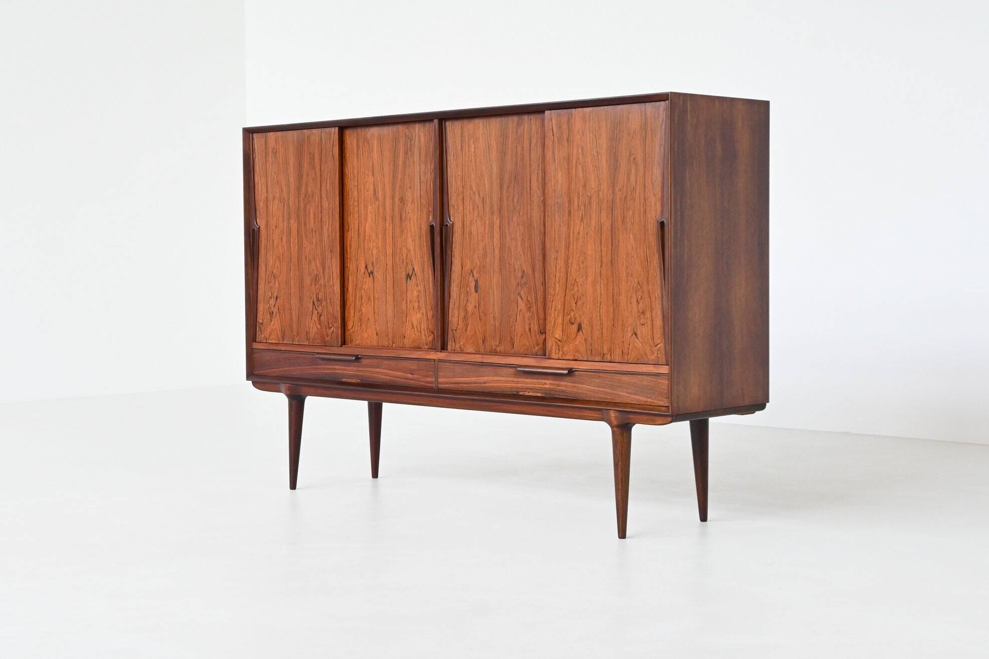 Gunni Omann highboard model 13 in rosewood Omann Jun Denmark 1960