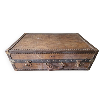 Ancienne valise Sayap en cuir et bois