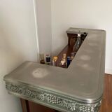 Solid oak bar, tin counter, authentic craftsmanship in perfect condition