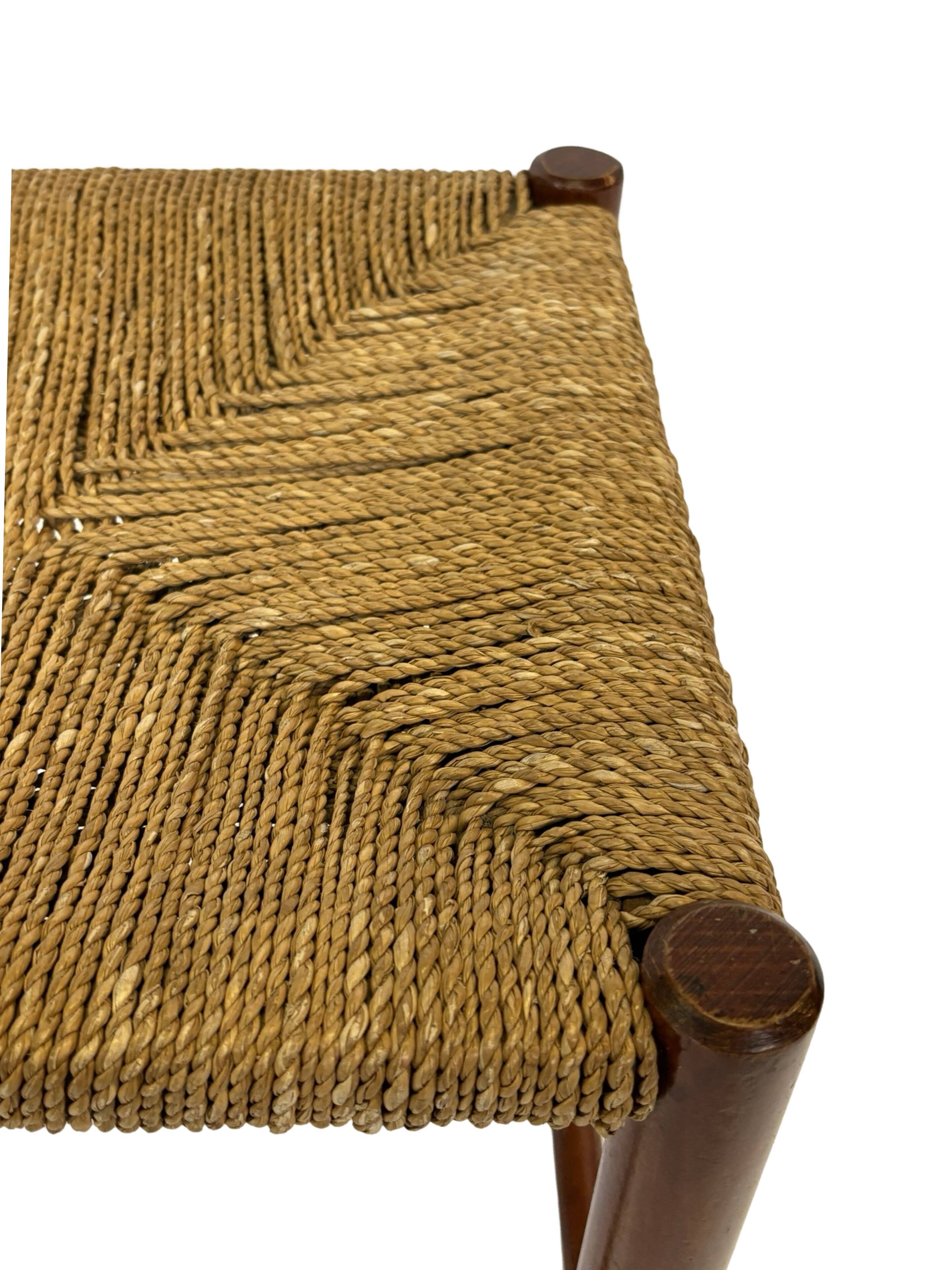 Vintage Stool Danish Papercord Rope Stool Mid Century Ottoman