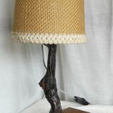Lampe brutaliste en cep de vigne vintage 1950-60