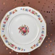 set of 6 Vintage Dessert Plates S.I.P France with Floral Decoration