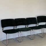 4 Strafor chrome and velvet chairs
