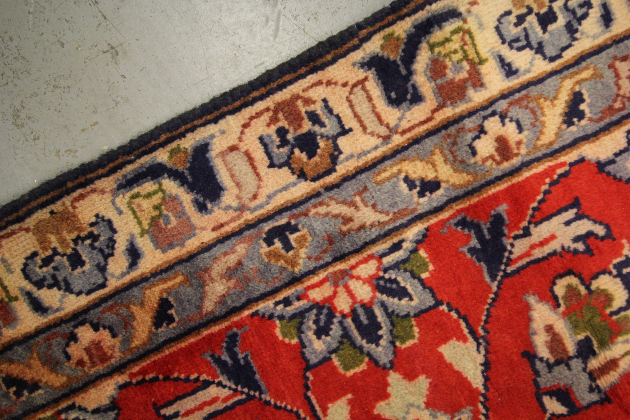 Tapis persan vintage tissé à la main en laine rouge kashan tapis de salon - 209x242cm