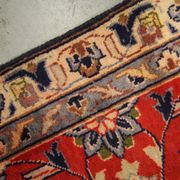 Tapis persan vintage tissé à la main en laine rouge kashan tapis de salon - 209x242cm