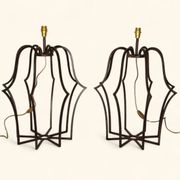 Large "Cage" Lamp Pair in Patinated Bronze - DLG by Jean Royère
