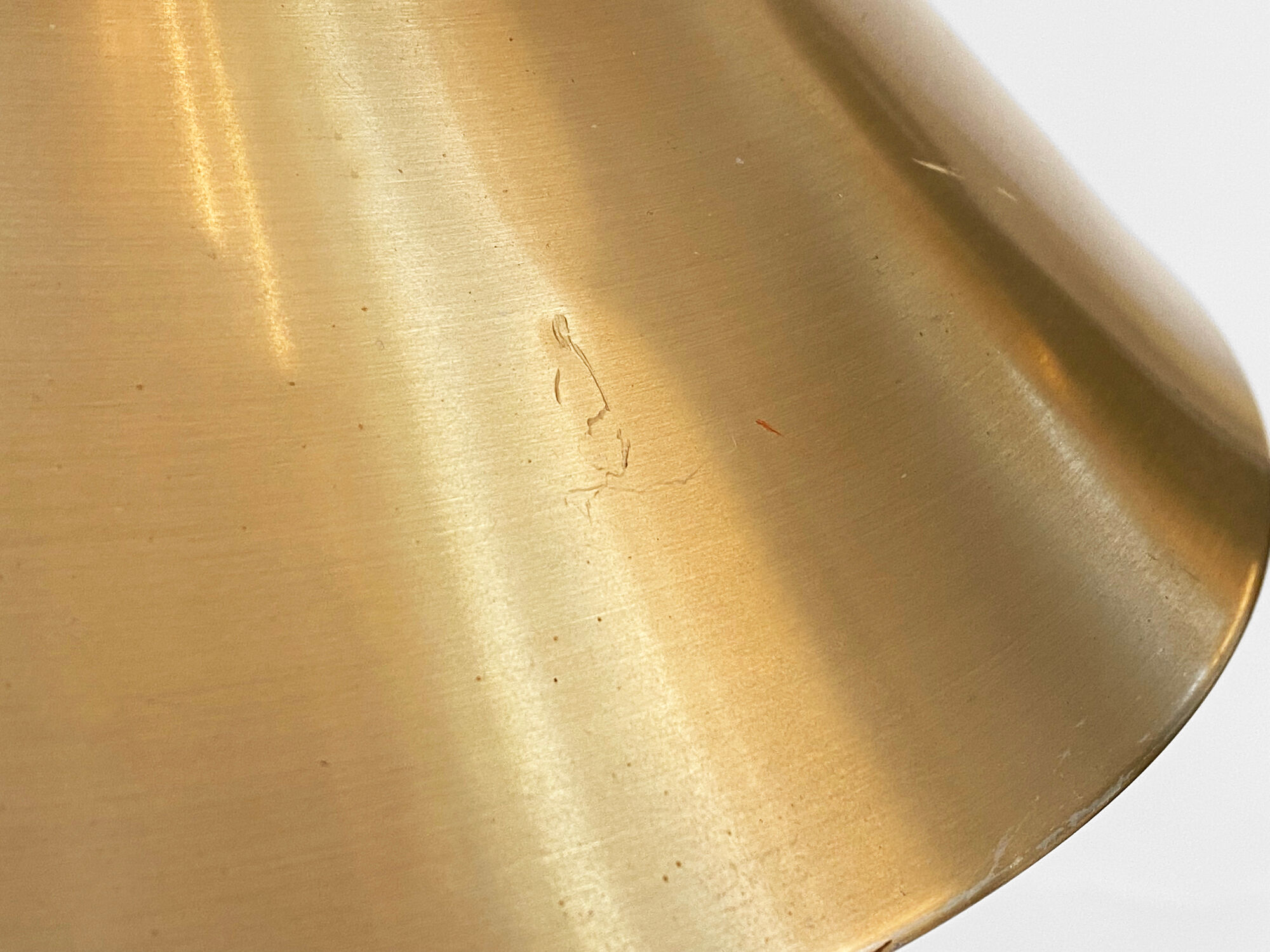 Brass colored aluminium pendant light by Carl Thore for Granhaga Metall. Sweden 1970s.