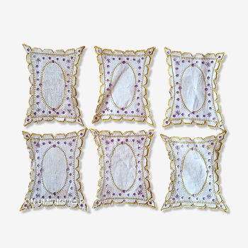 Set of 6 embroidered table decorations - 9 x 8 cm