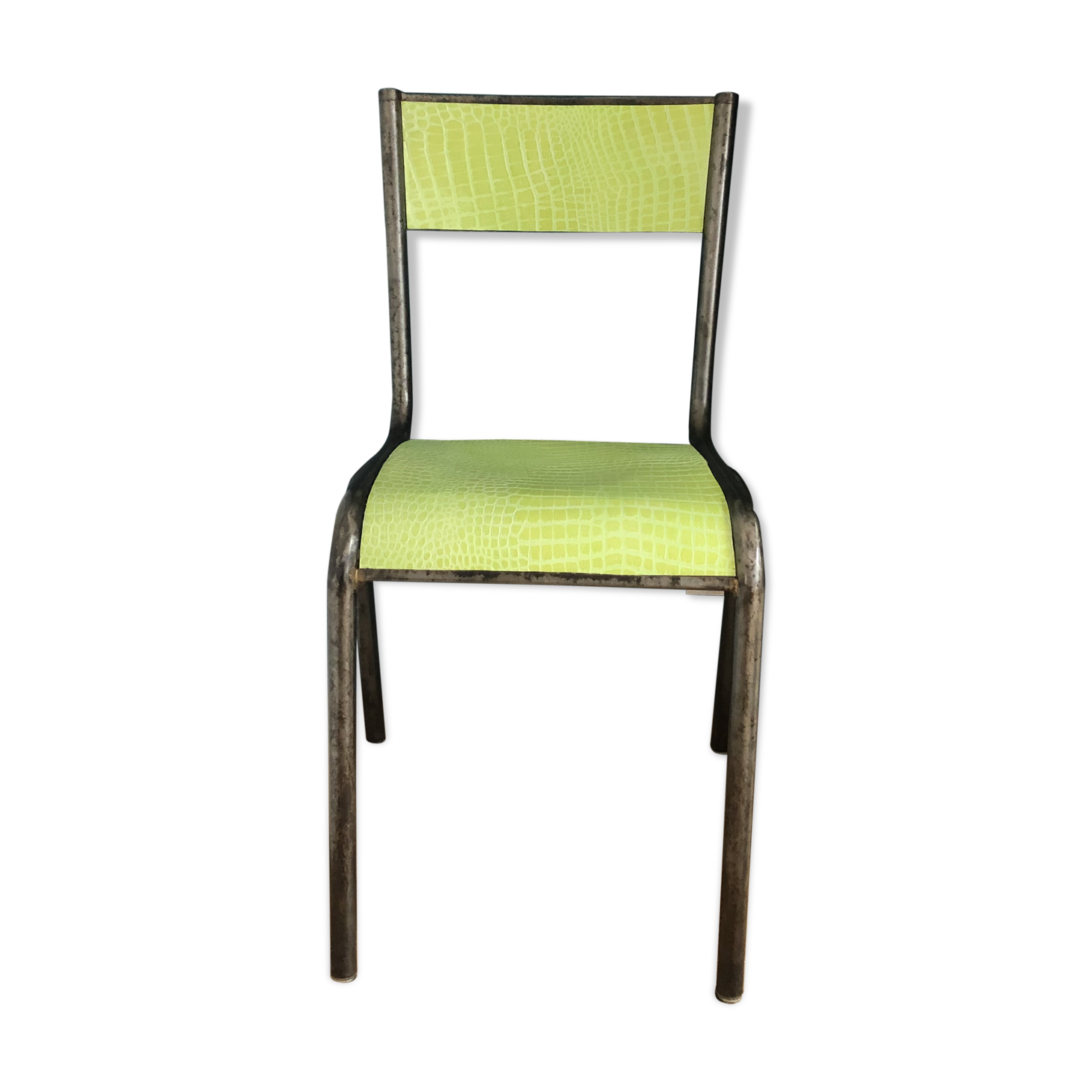 Schoolboy Chair covered with green leather