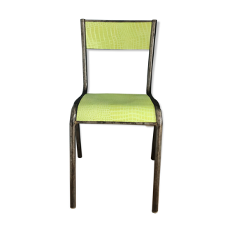 Schoolboy Chair covered with green leather
