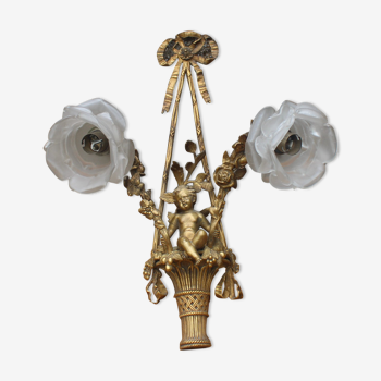 Wall lamp in bronze cherub