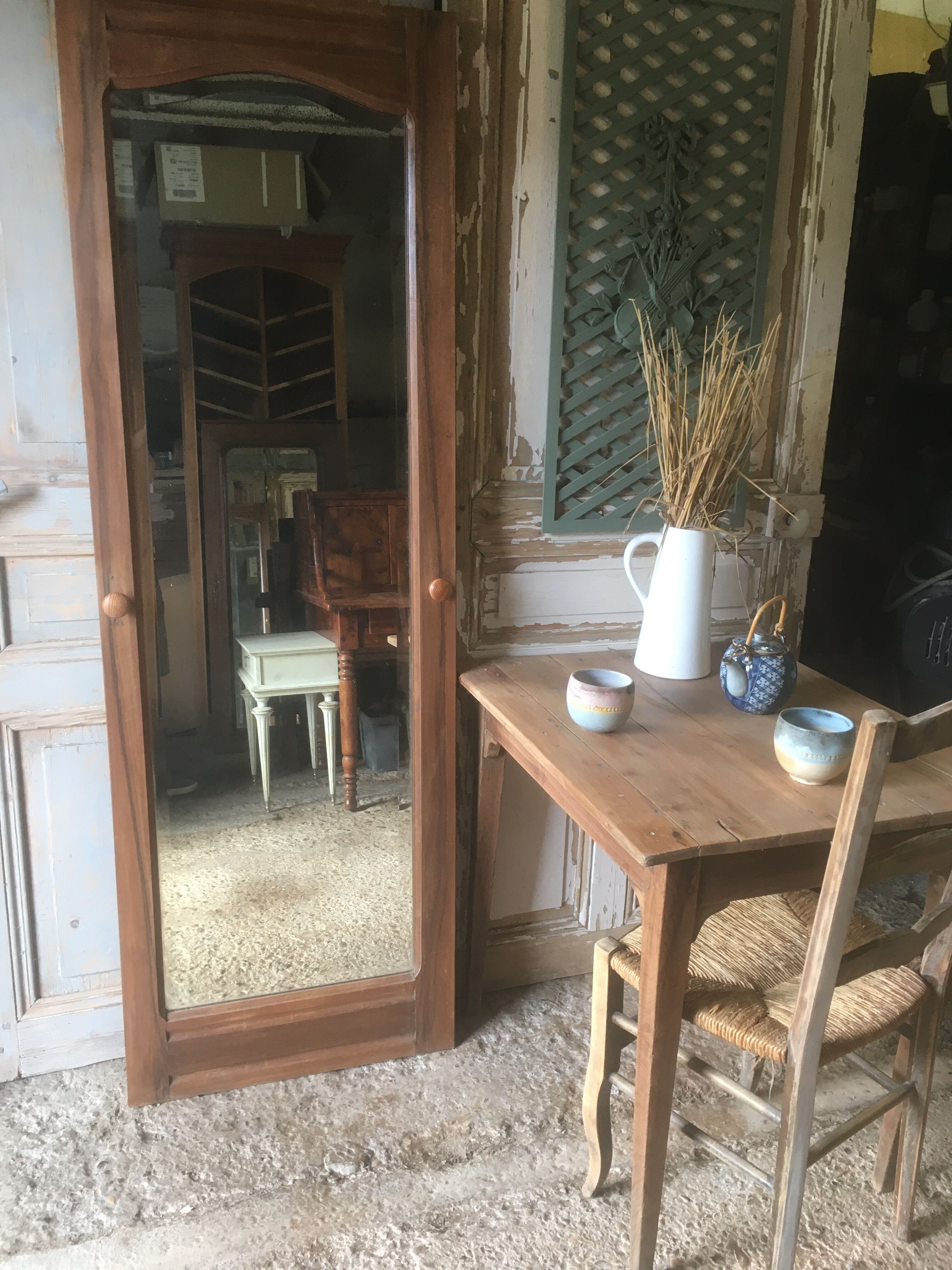Walnut beveled mirror