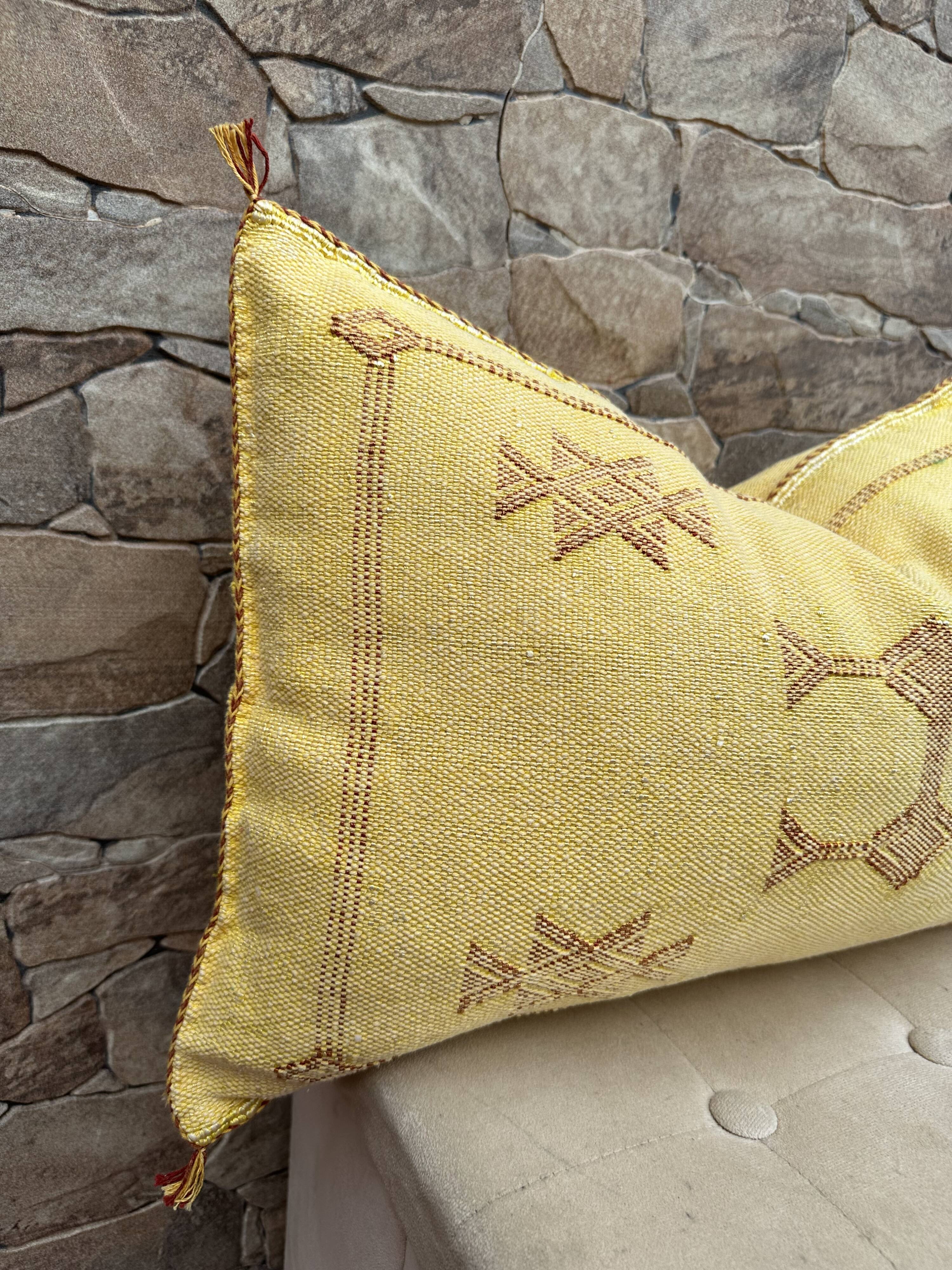 Coussin marocain en soie de cactus, coussin en soie Sabra, coussin