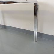 Vintage oval dining table in smoked glass and chrome metal, Space Age style.