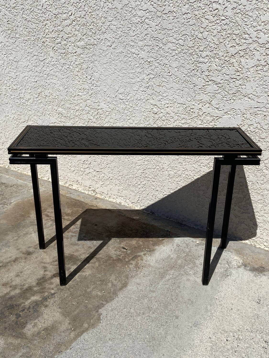 Pierre Vandel metal console with glass top