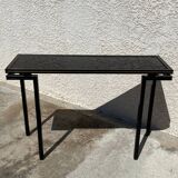 Pierre Vandel metal console with glass top