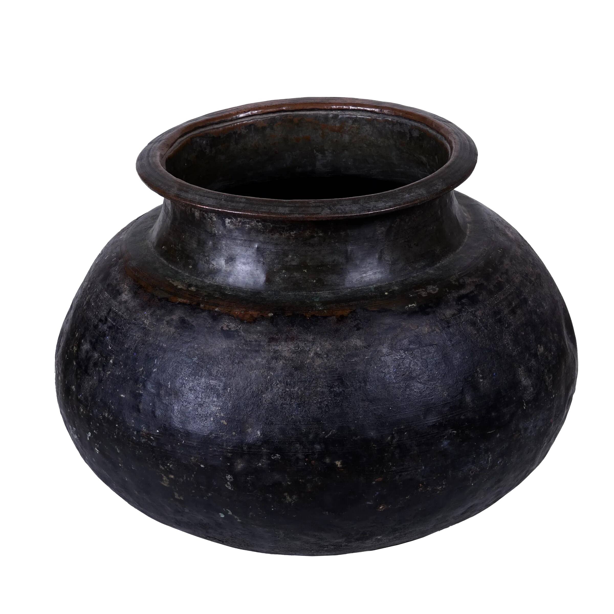 Tambe - Large patinated copper temple jar