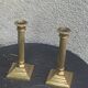 Pair of gilded brass candlesticks, vintage column shape