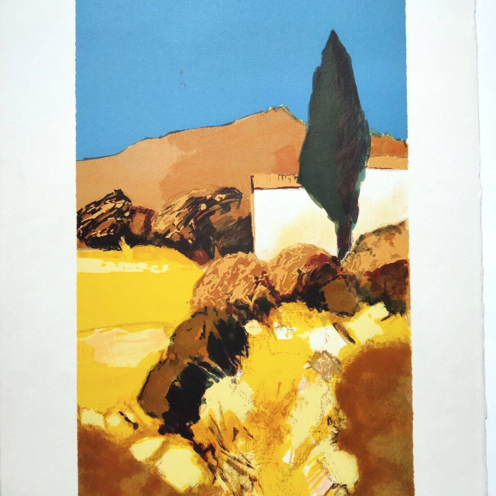 Jean-Claude Allenbach 1947-2007 The Cypresses Signed Lithograph