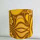 Temde lamp with turned wood and a seventies lampshade.