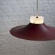 Danish red metal and opal plastic pendant lamp, 1960s