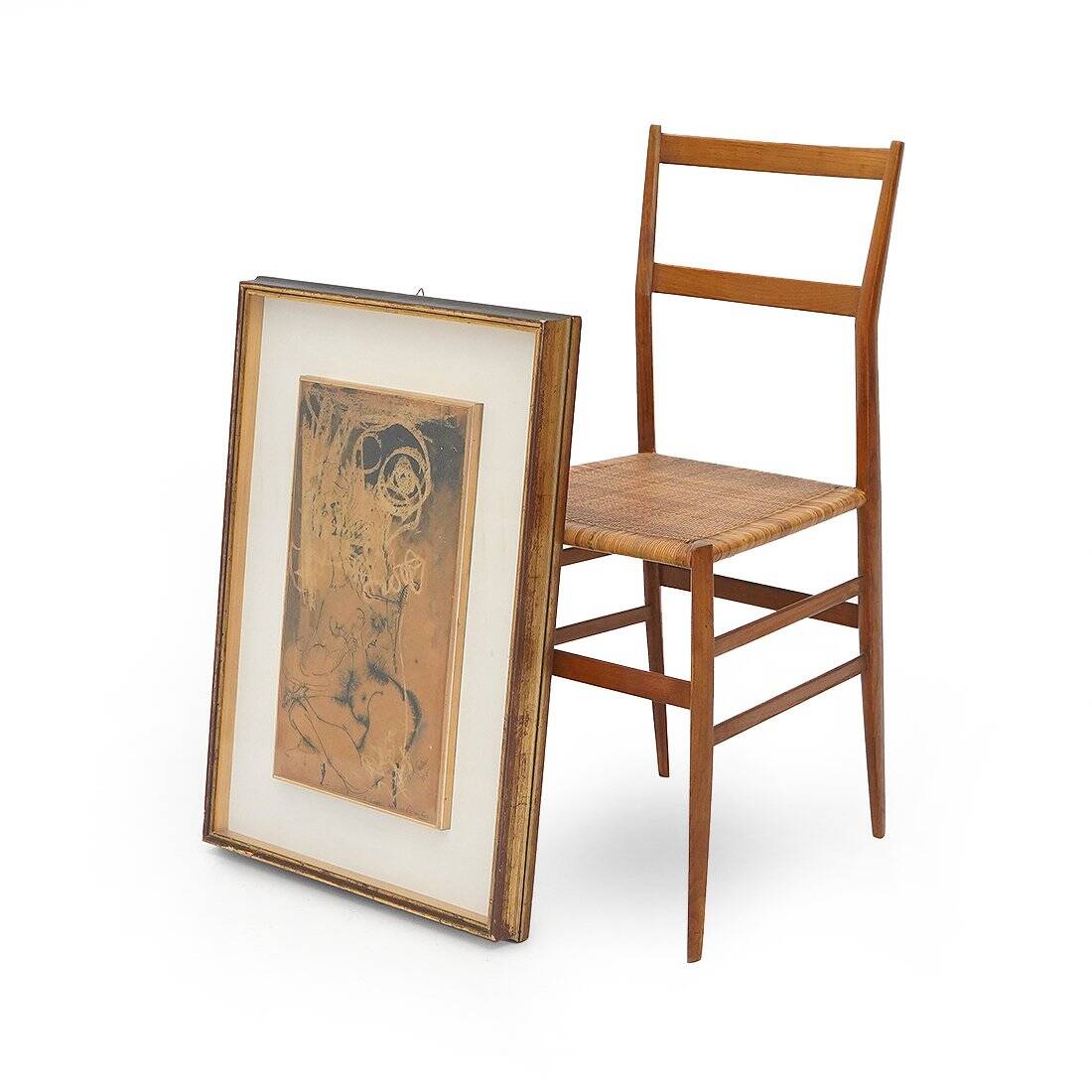 Giovanni Battista de Salvo, Composition, Ink on Masonite, 1950s, framed
