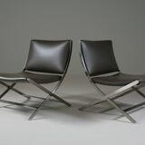 Pair of Flexform leather low chairs, Peter model, by Antonio Citterio