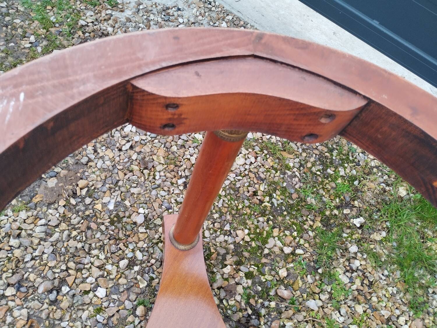 Empire style pedestal table with marble top