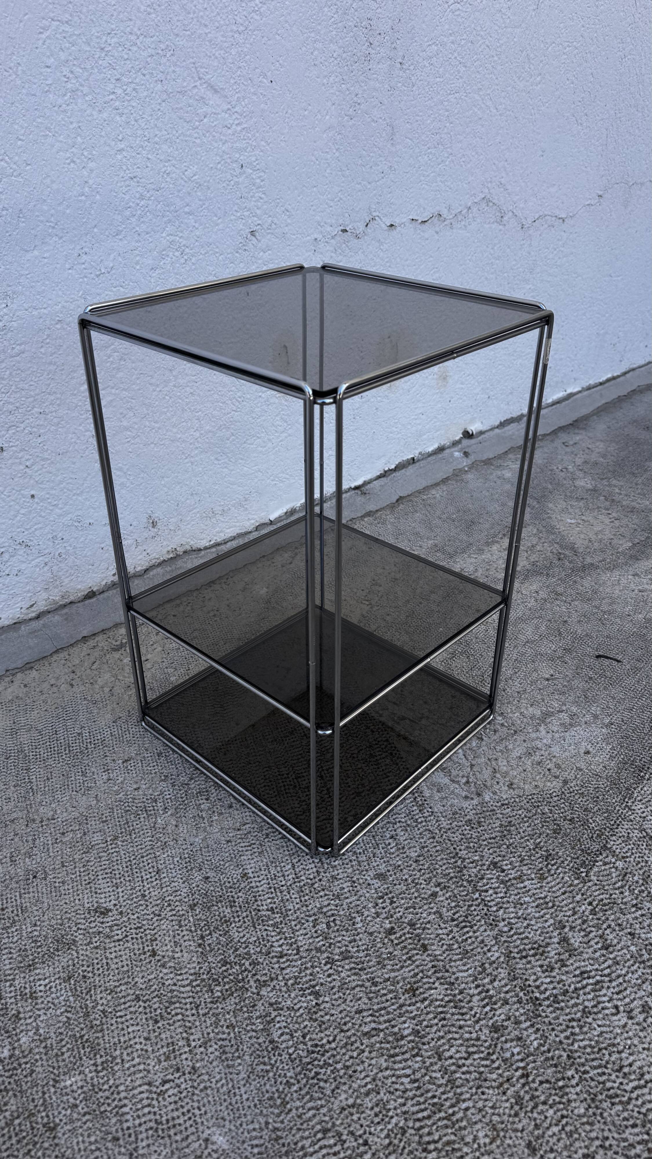 Max Sauze side table (Glass and Steel) Editions Isocèle