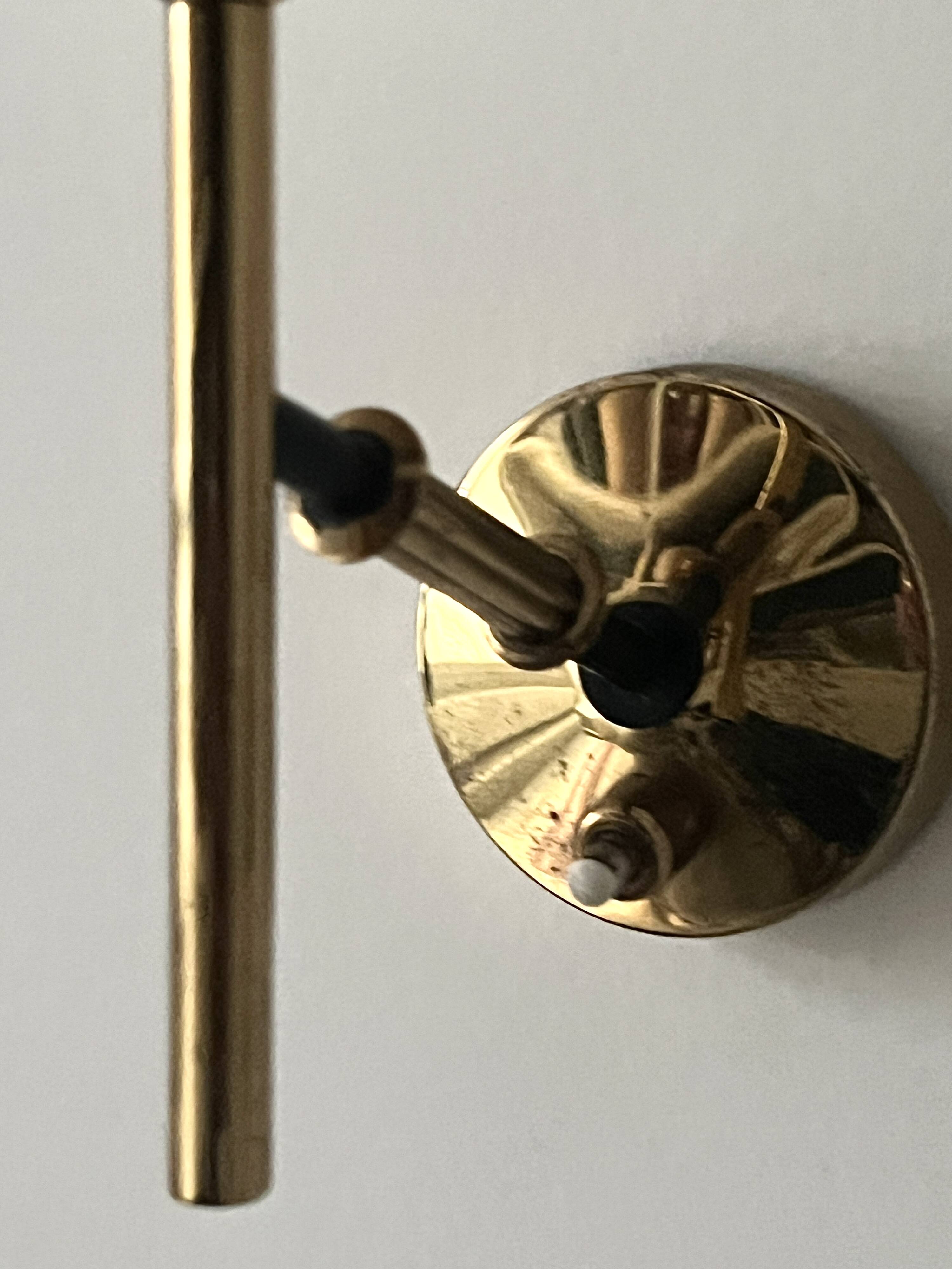 Brass and white opaline glass wall light, Arlus design 1950.