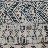 Traditional white and blue margoum carpet woven hands in pure wool
