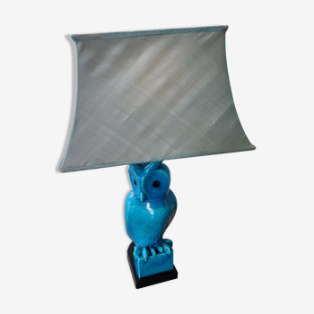 Cool lamp in turquoise cracked earthenware