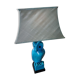 Turquoise cracked earthenware owl lamp