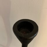 Pair of black candlesticks art deco in steel Habitat 1970