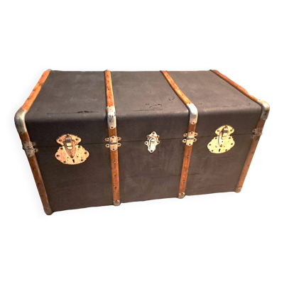 Malle de voyage ancienne vintage en bois datant des années 1880/1920