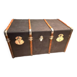 Malle de voyage ancienne vintage en bois datant des années 1880/1920