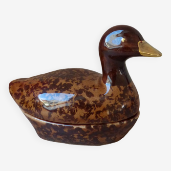 Small ceramic duck shaped box michel caugant vintage