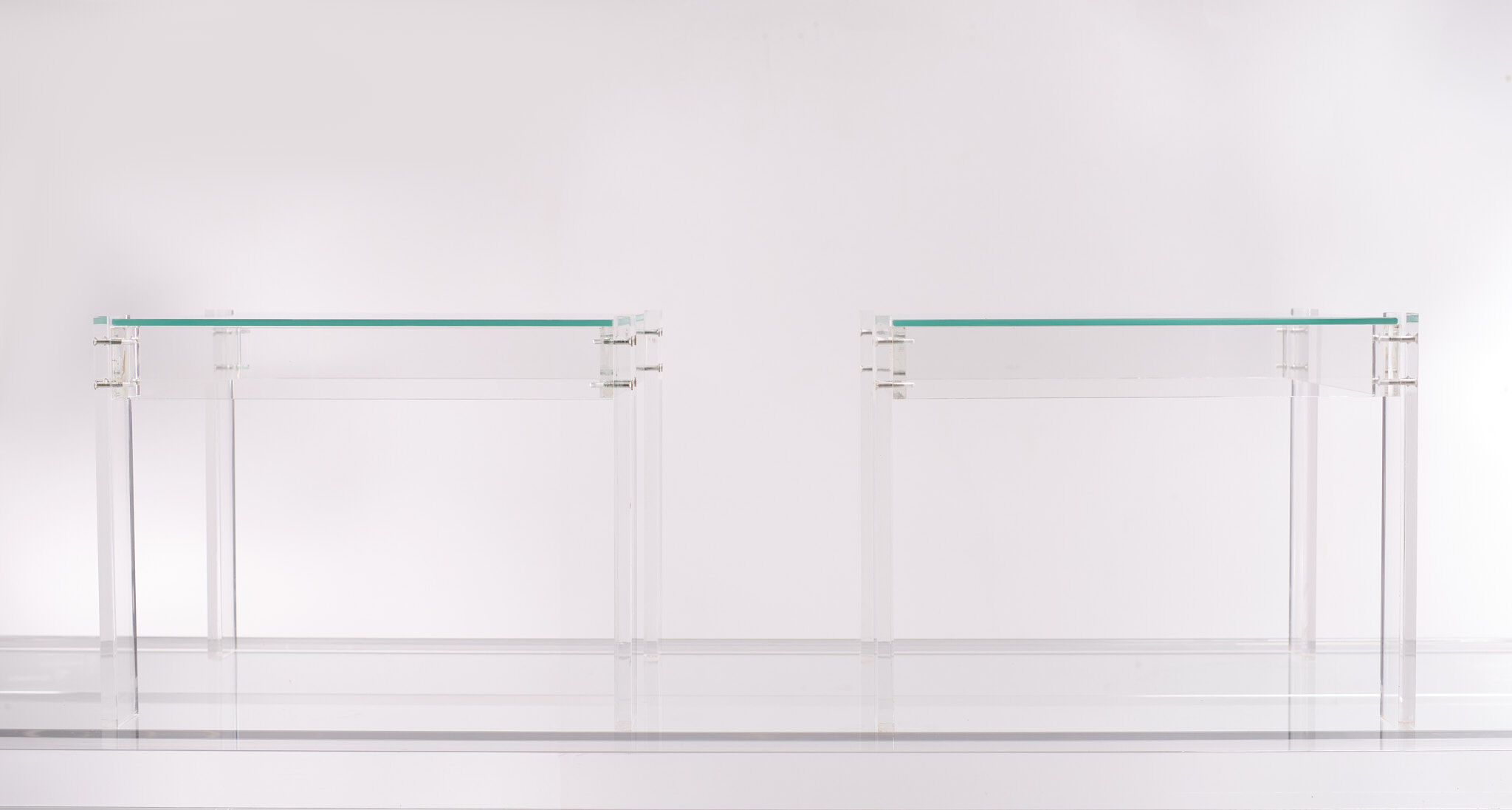 Vintage square small lucite side tables 1970s france