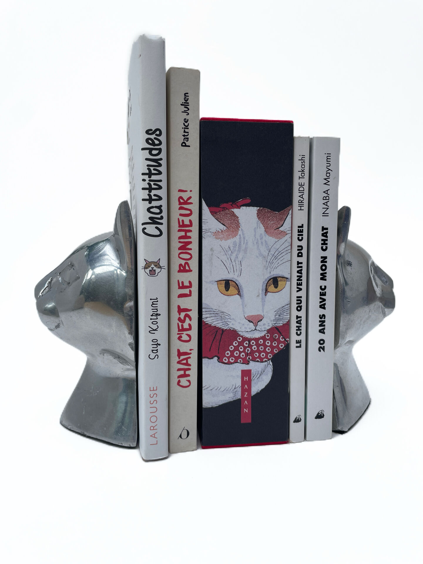 Pair of designer cat head bookends