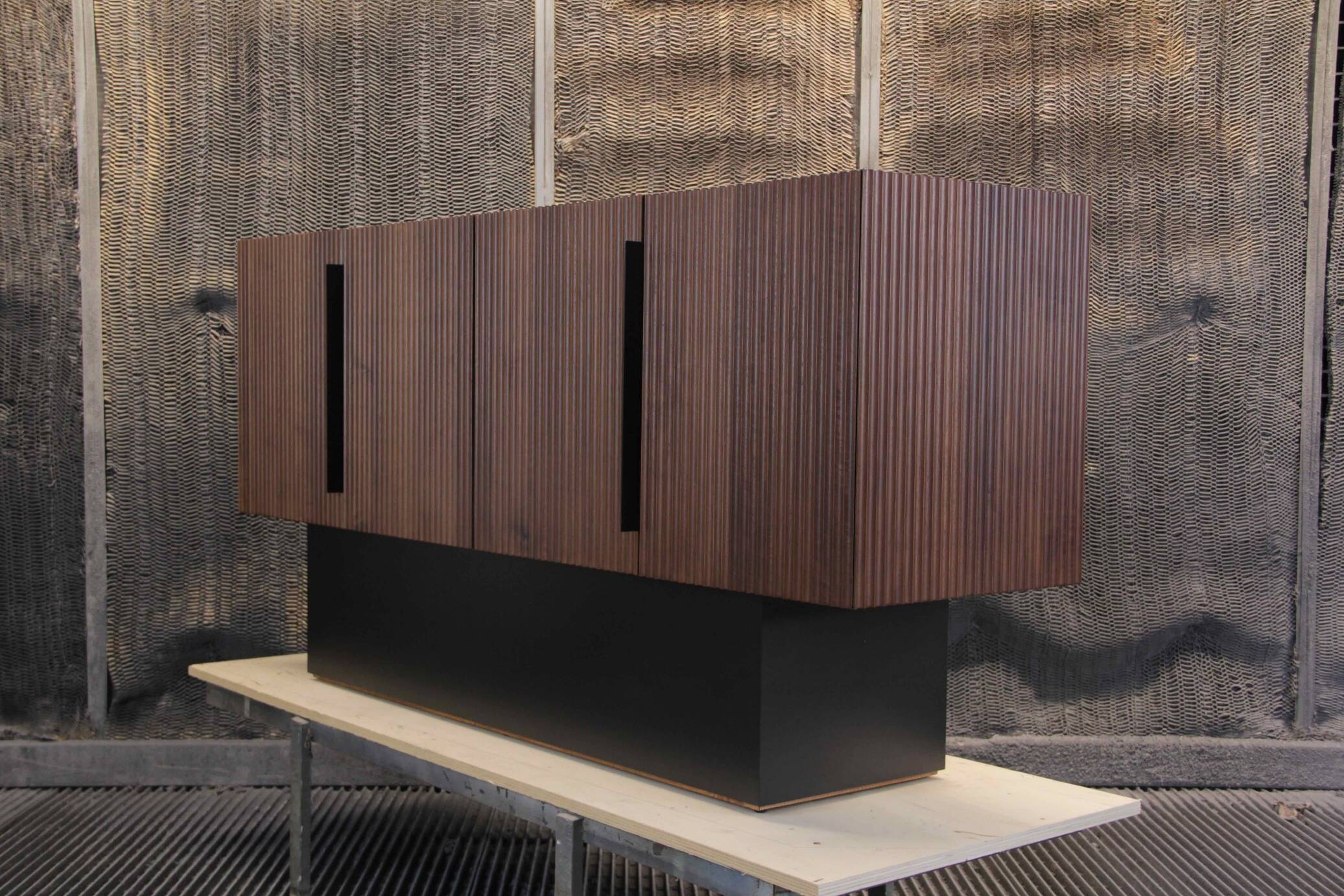 Handcrafted italian brutalist sideboard