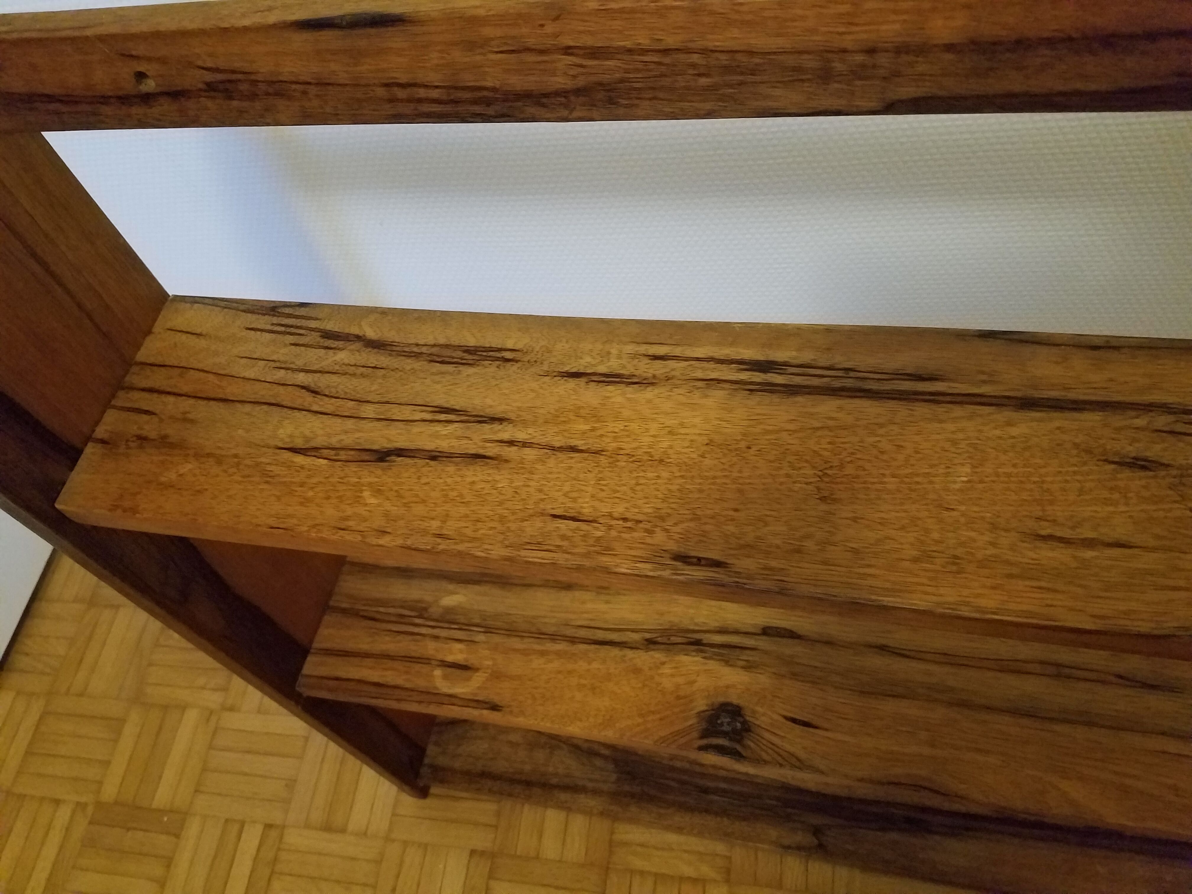 Old shelf in solid wood and exotic wood