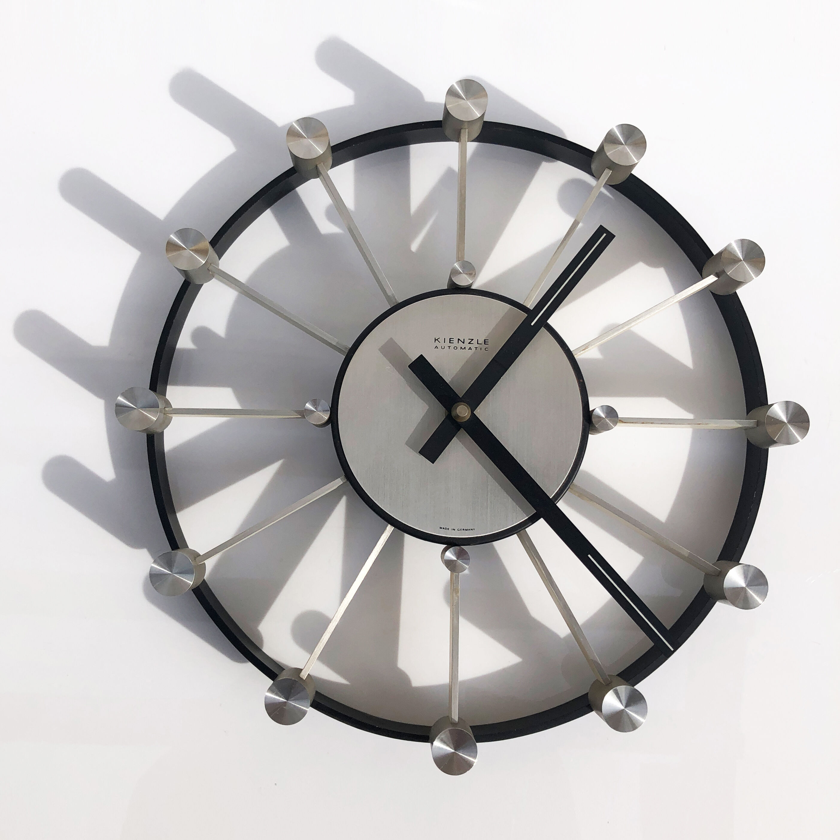 Modernist wall clock by Heinrich Moller for Kienzle