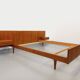 Lit double vintage scandinave en teck des années 60 avec chevets intégrés