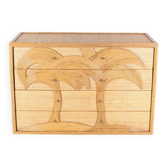 4-drawer rattan chest of drawers