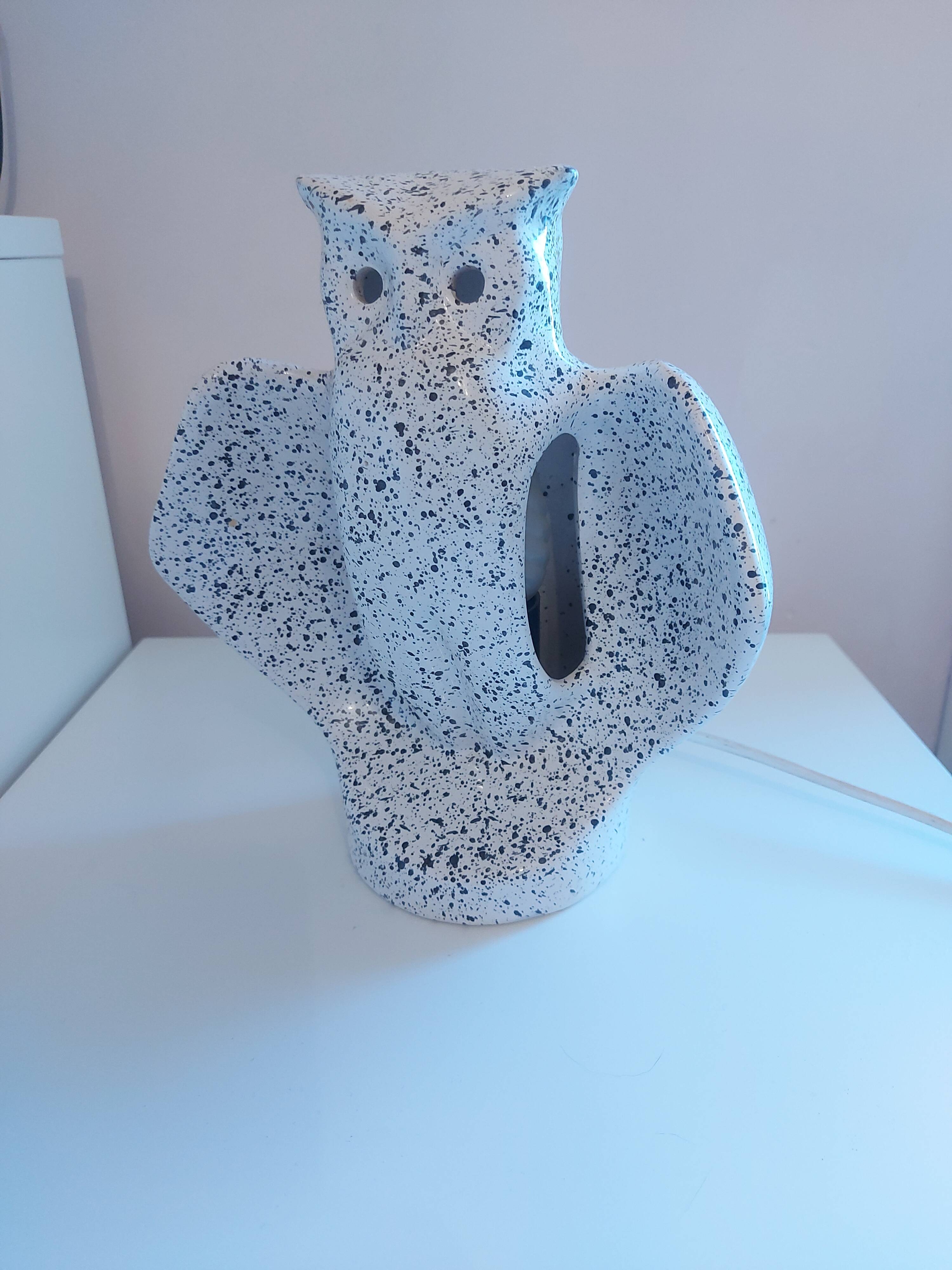 Vintage 80's owl ceramic lamp