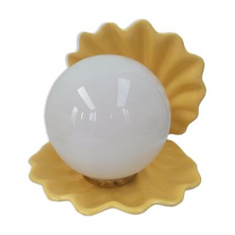 Vintage lamp shell yellow ceramic 70s