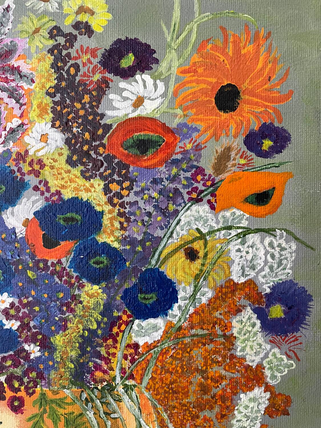 Old painting bouquet of flowers