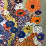 Old painting bouquet of flowers