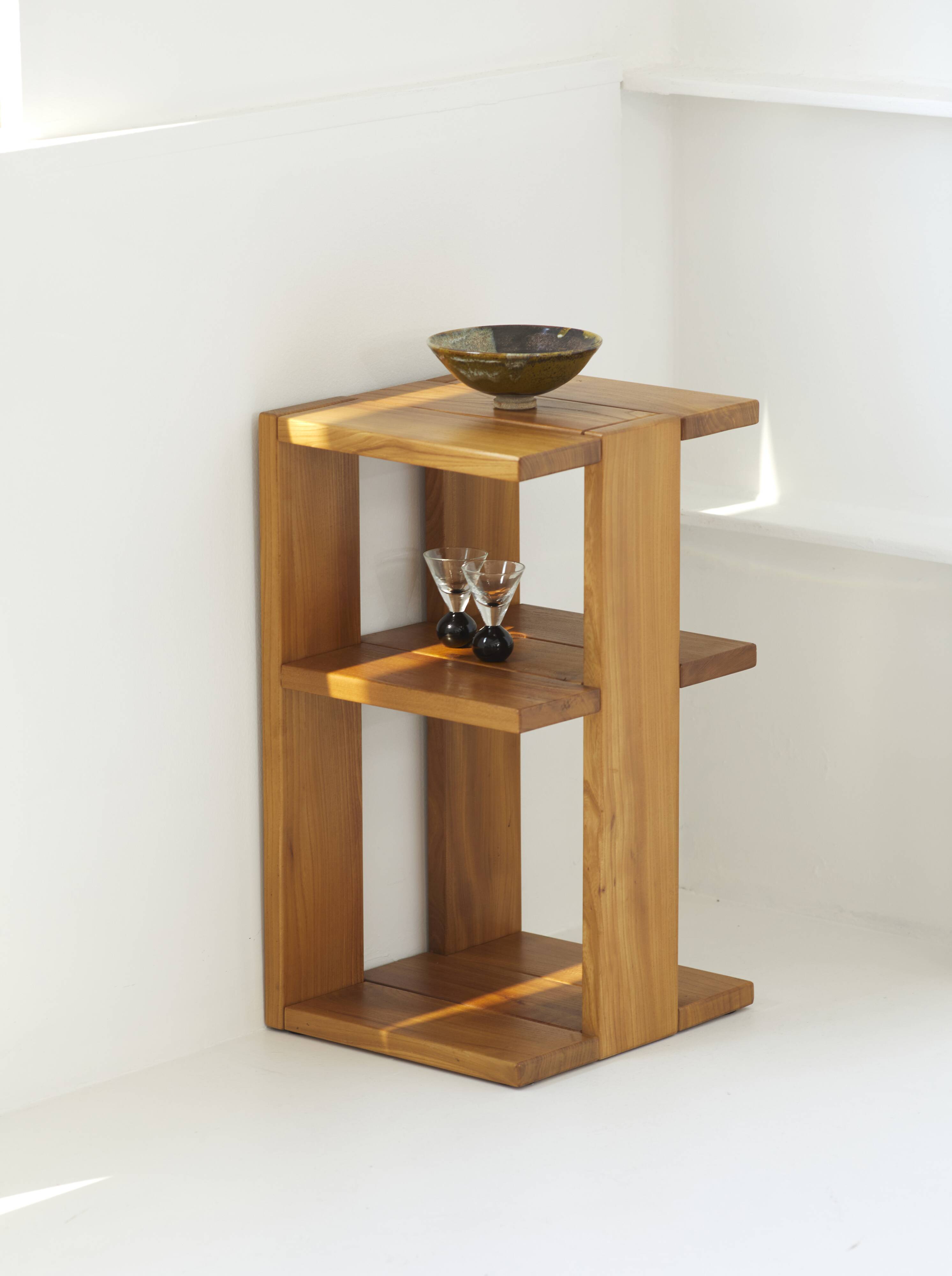 Shelf / Console in solid wood (Elm) vintage Regain house Circa 1980