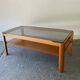Mid-Century teak coffee table with smoked glass top by Myer